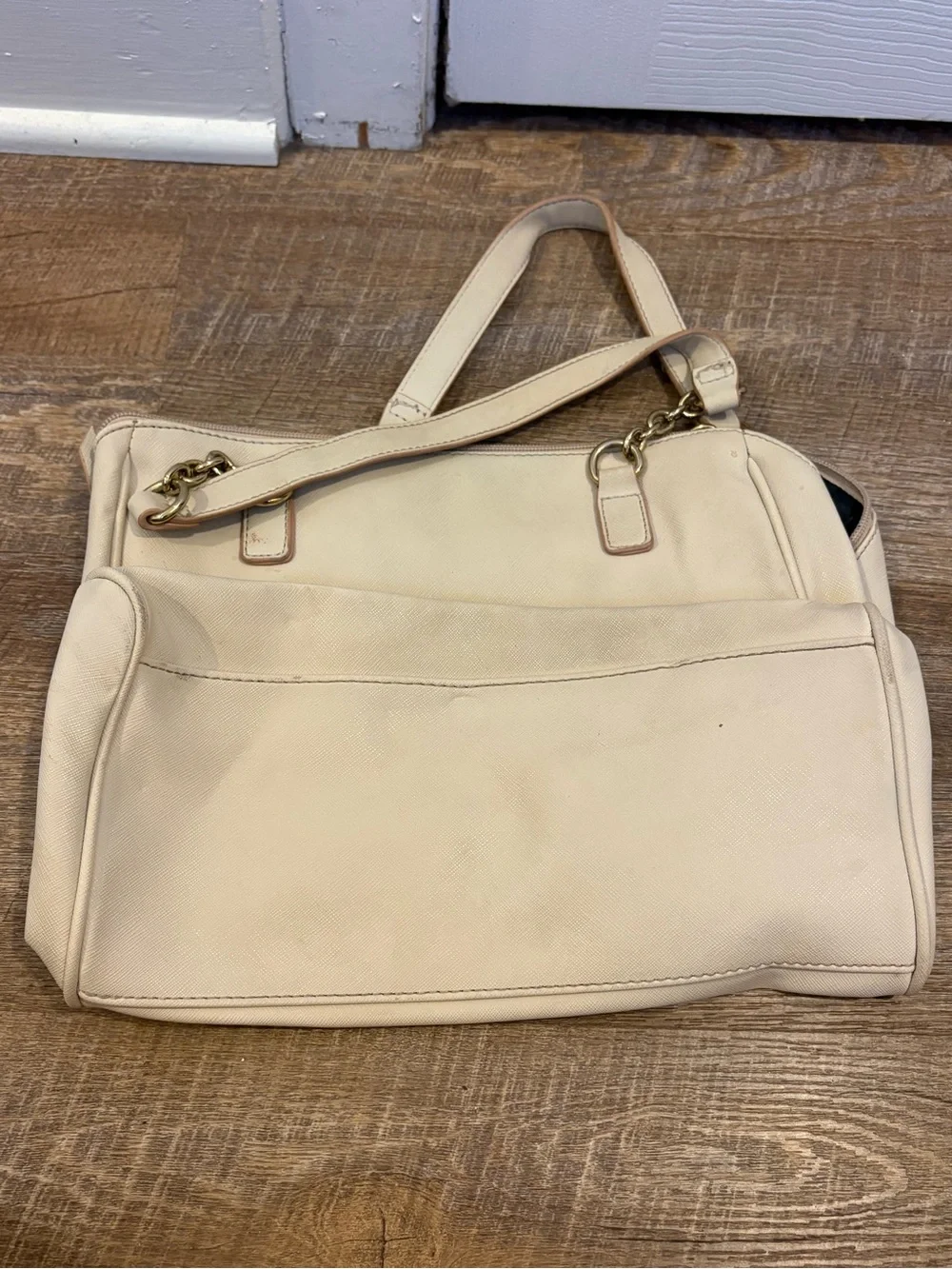 Tommy Hilfiger Cream Shoulder Bag with Gold Hardware